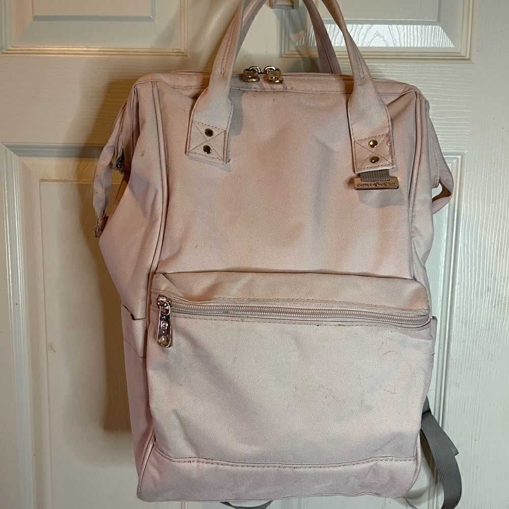 Swiss Gear light pink canvas multi purpose backpack with Rose gold Hardw…